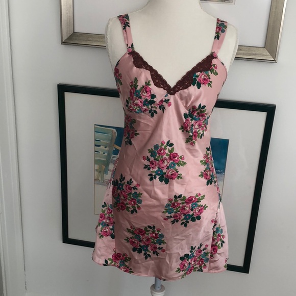 Betsey Johnson Other - Betsy Johnson pink satin  floral lingerie L